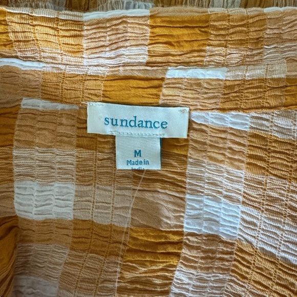 Sundance - Women's Top Lorna Gauze Lightweight Button Up Plaid Yellow Sz M - Picture 4 of 7